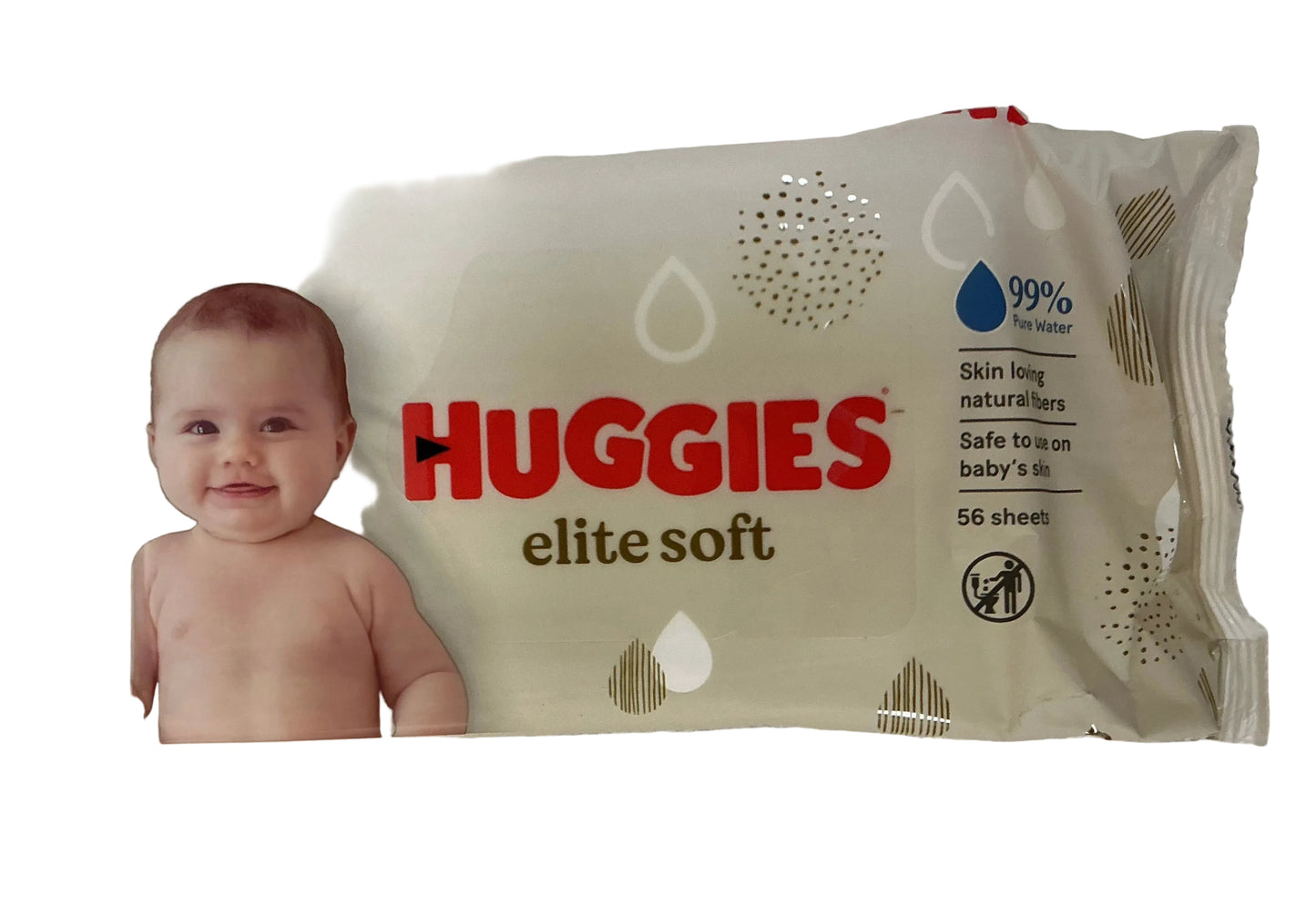 Huggies Baby Wipes 56ct - Elite Soft - 10/cs