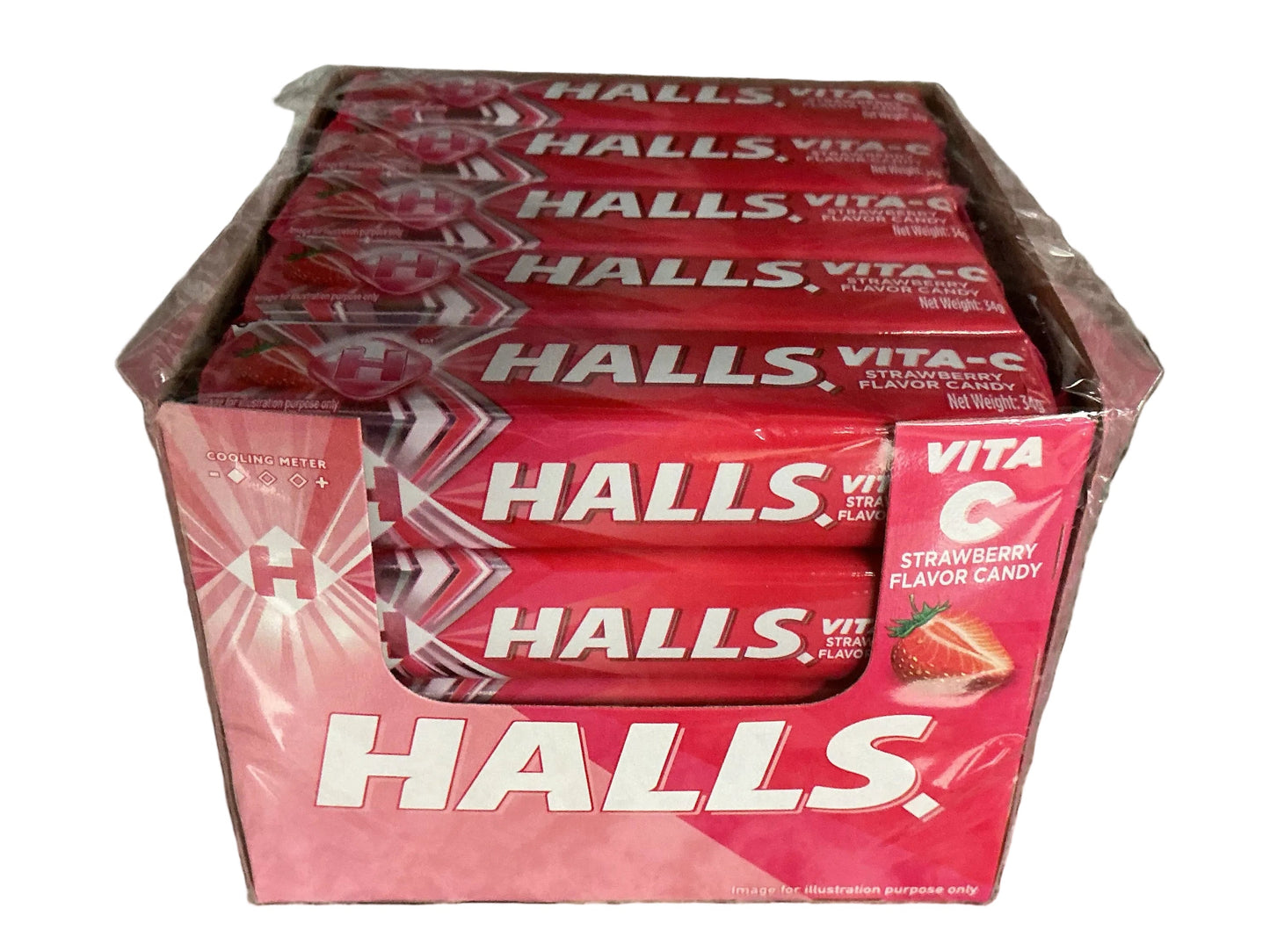 HALLS IMPORT 34GM VITA C STRAWBERRY (12-20pk)cs
