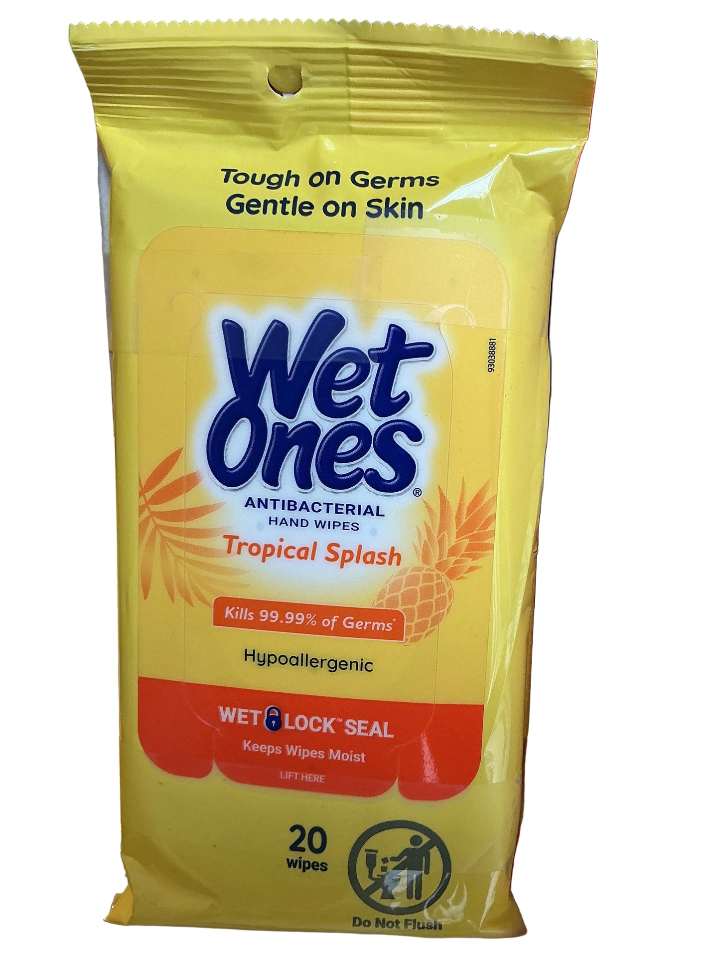 WET ONES ANTIBACTERIAL HAND WIPES - TROPICAL SPLASH YELLOW