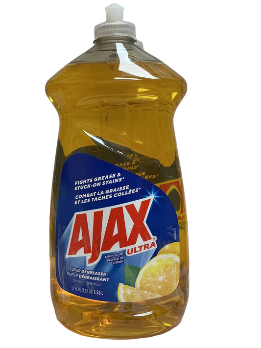 Ajax Ultra Super Degreaser Liquid Dish Soap, Lemon, 52 Fl OZ - 6/cs