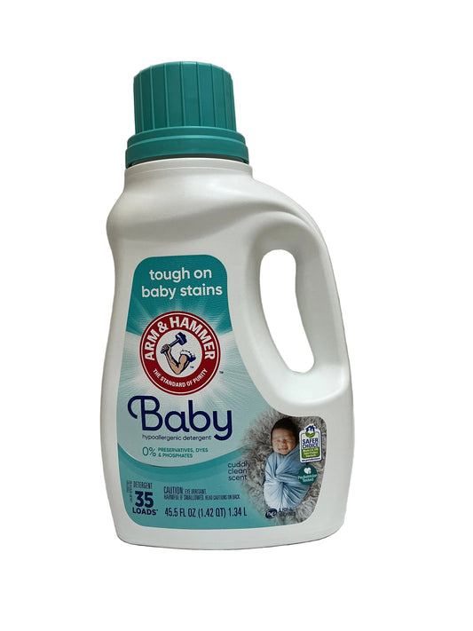 A&H LI UID LAUNDRY DETERGENT BABY 45.5OZ- CUDDLY CLEAN SCENT - 8/cs