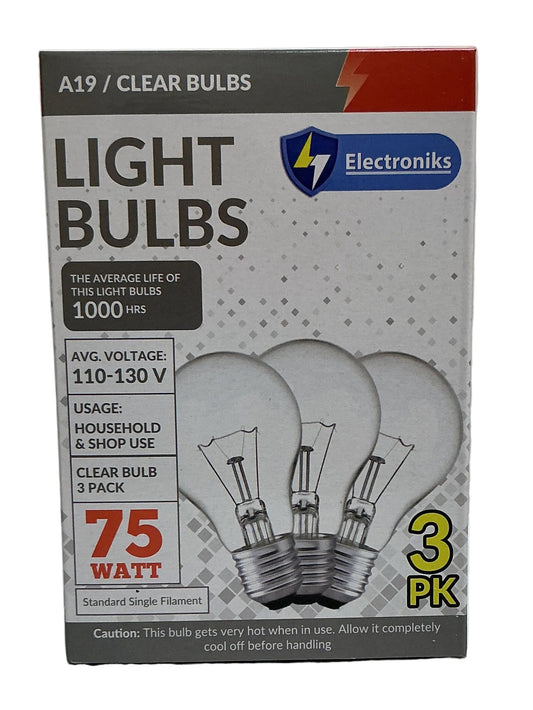 Electroniks Bombillas Claras 3PK 75W - 40/caja