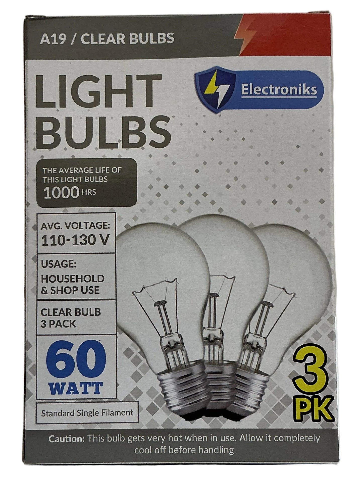 Electroniks 3PK Clear Bulbs 60W - 40/cs