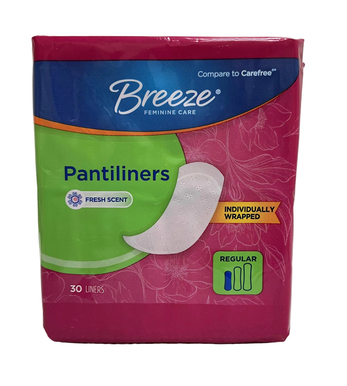 Breeze Pantiliners, Fresh Scent, Size Regular- 12/cs
