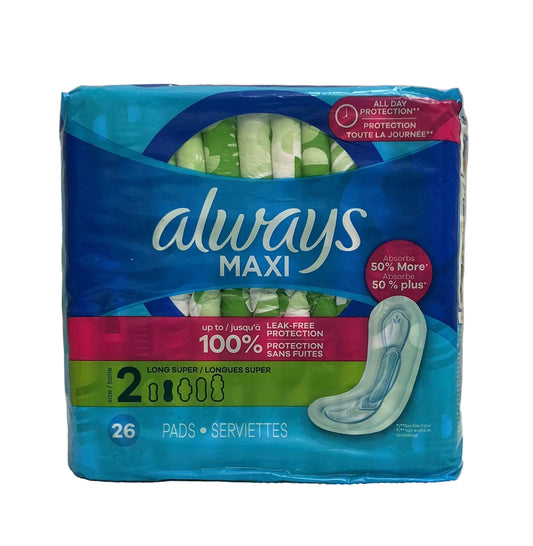 Always 6 Maxi Size 2 Daytime Super Pads -6/cs