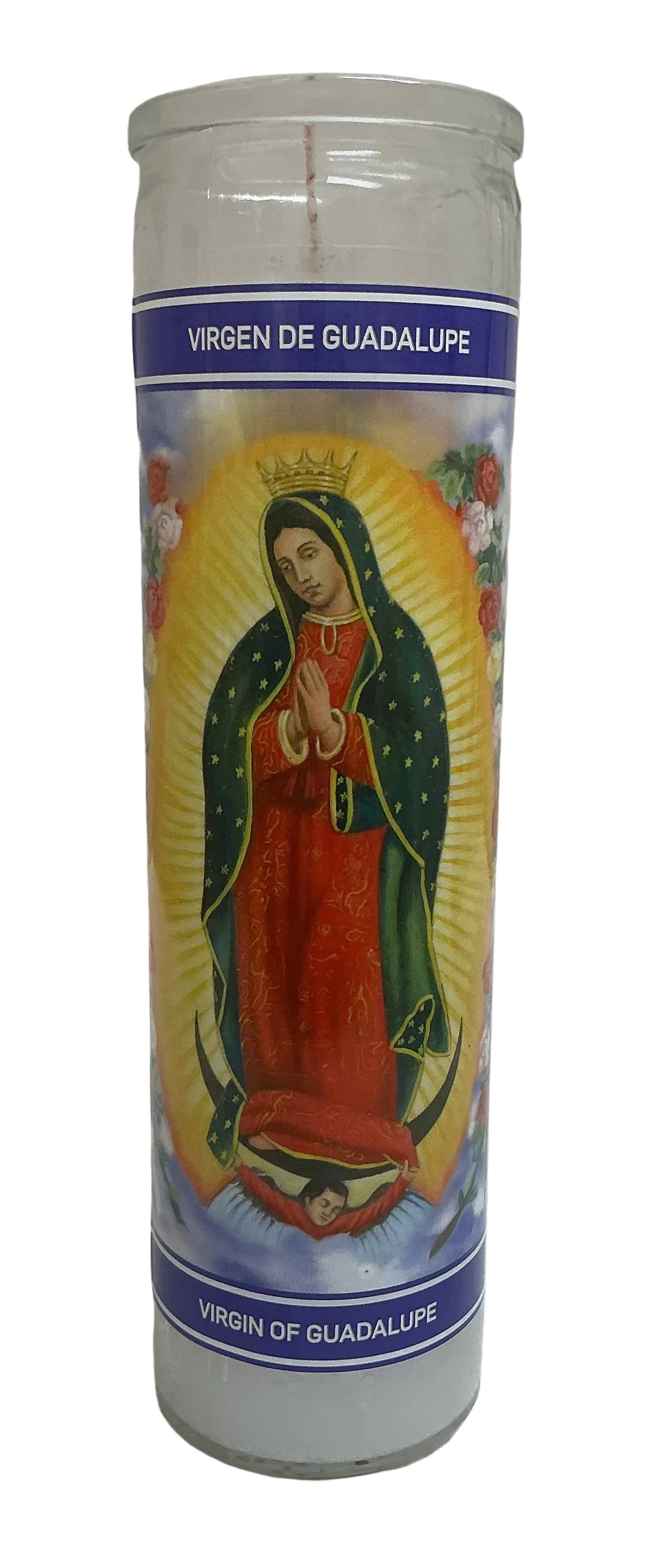 Vela Santa Virgen Guadalupe - blanca-paquete de 12