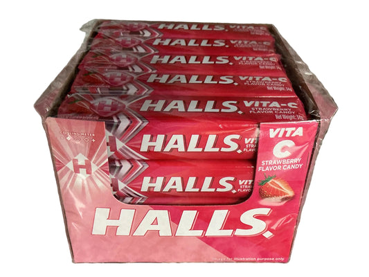 HALLS IMPORT 34GM VITA C STRAWBERRY (12-20pk)cs