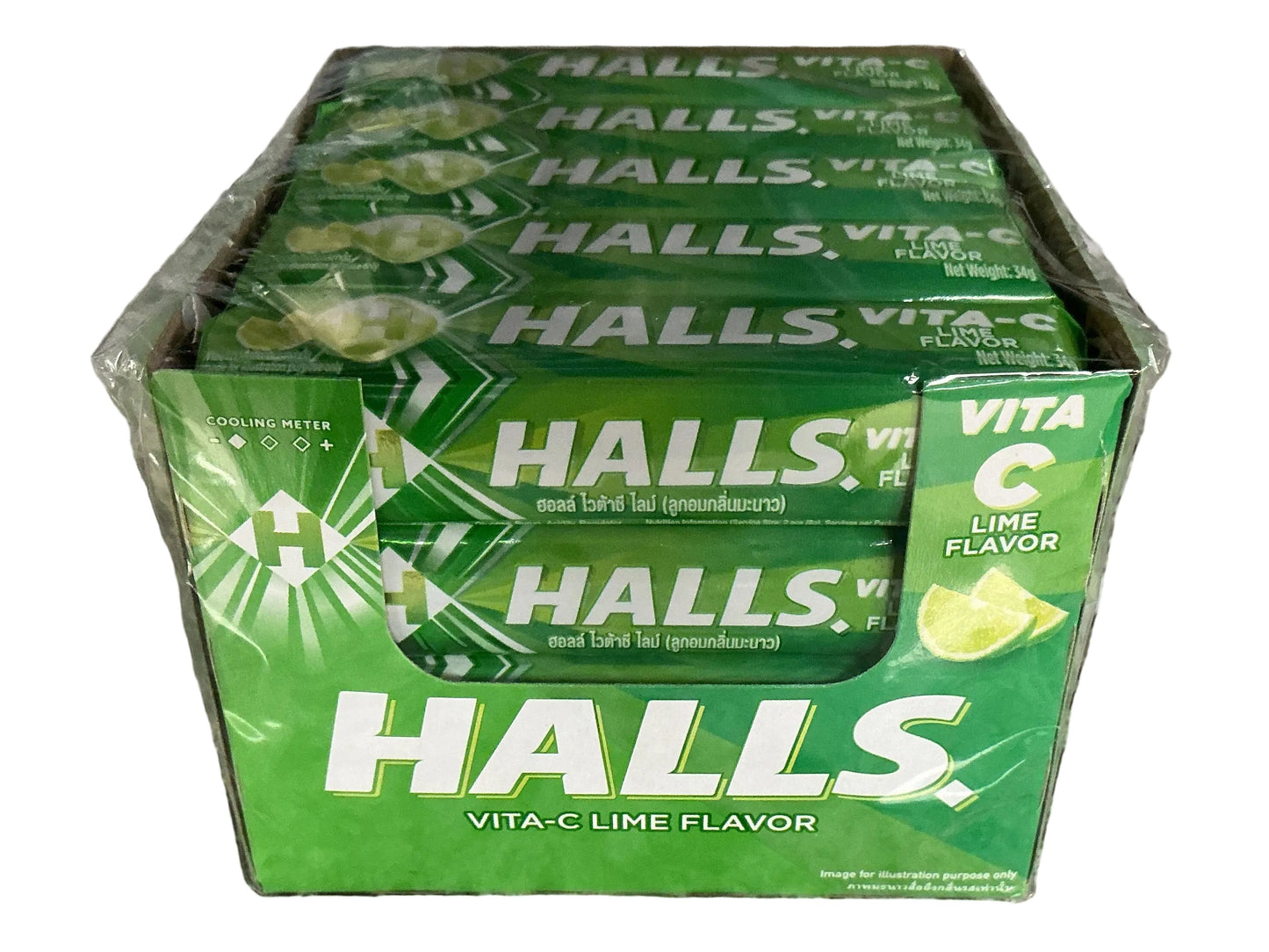 HALLS IMPORT 34GM VITA C LIME (12-20pk)cs